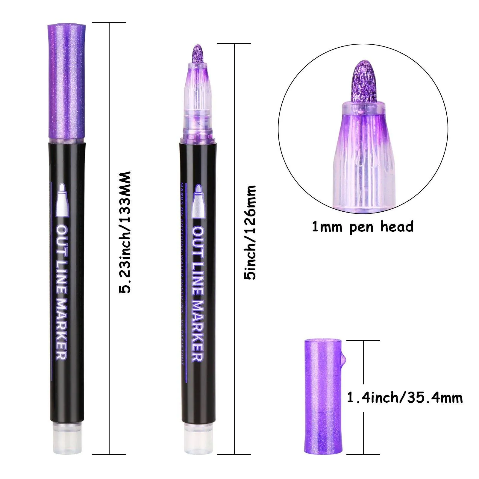 12-Pack: AGPtEK Double Line Outline Pen