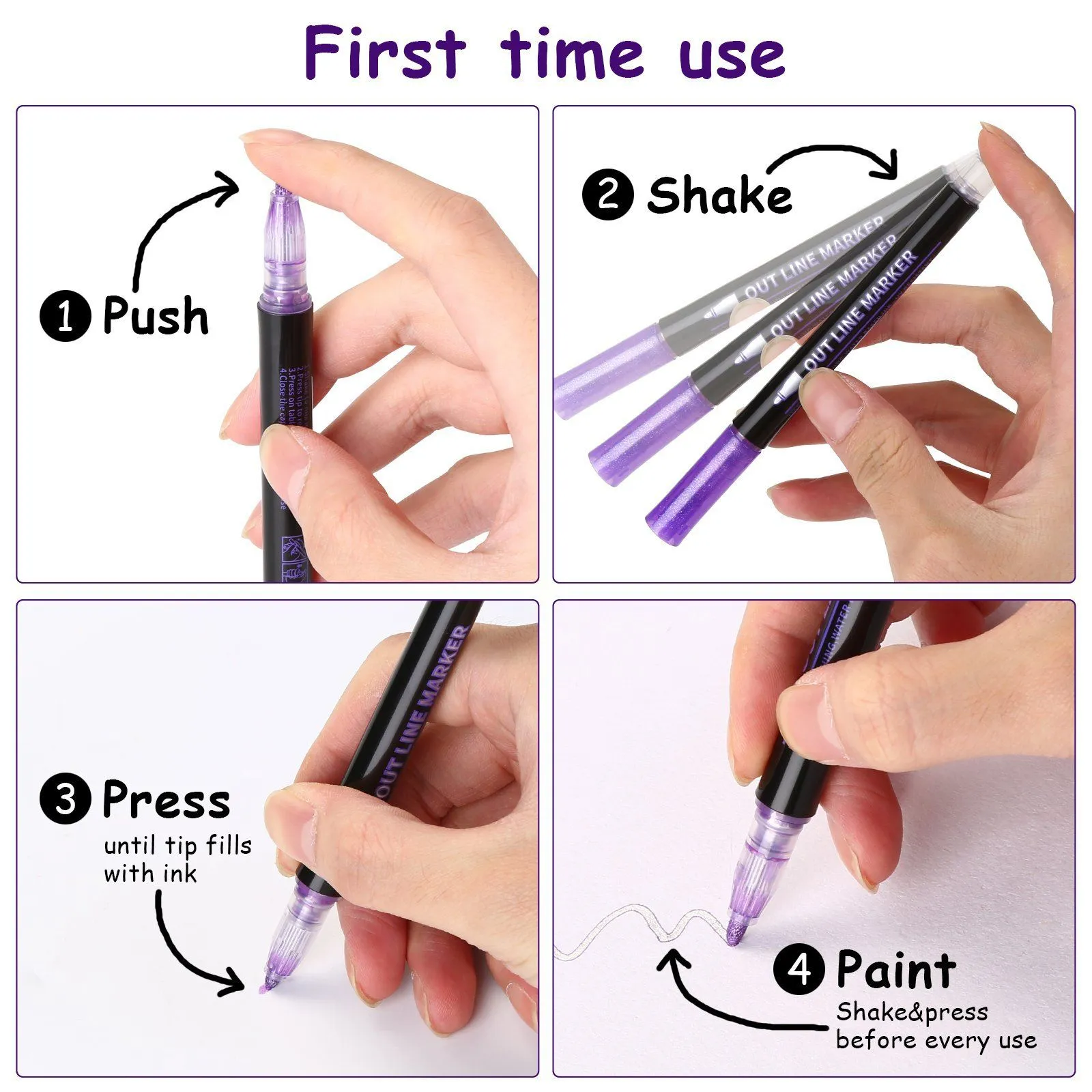 12-Pack: AGPtEK Double Line Outline Pen