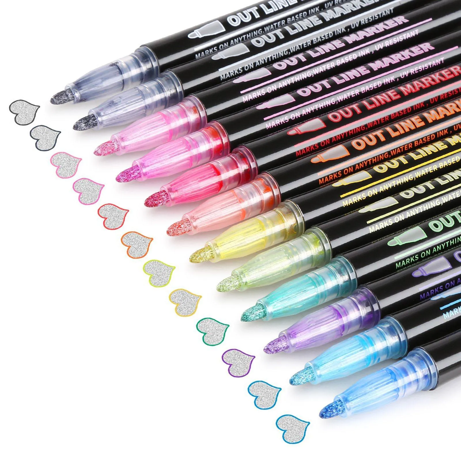 12-Pack: AGPtEK Double Line Outline Pen
