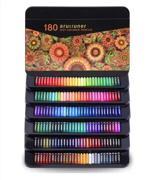 180 Pieces Coloring Pencils Set - Water Color Pencils - Professional Coloring Pencils - Colour Colored Pencils - Brutfuner - Gift for Artist
