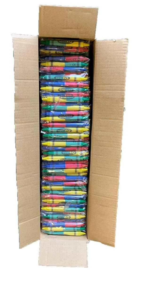 2-Pack Double-Sided No-Roll Hexagonal Shape Cello Crayons (1,000 Packs of 2 each = 2,000 crayons/case)