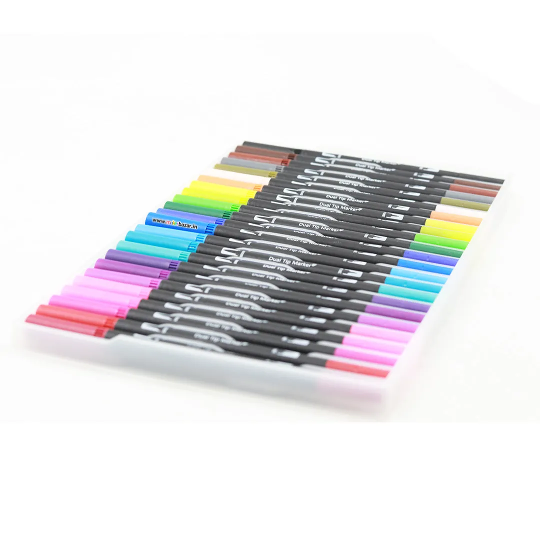 24 Colors Shades of Dual Tip Brush and Pen Combination Set