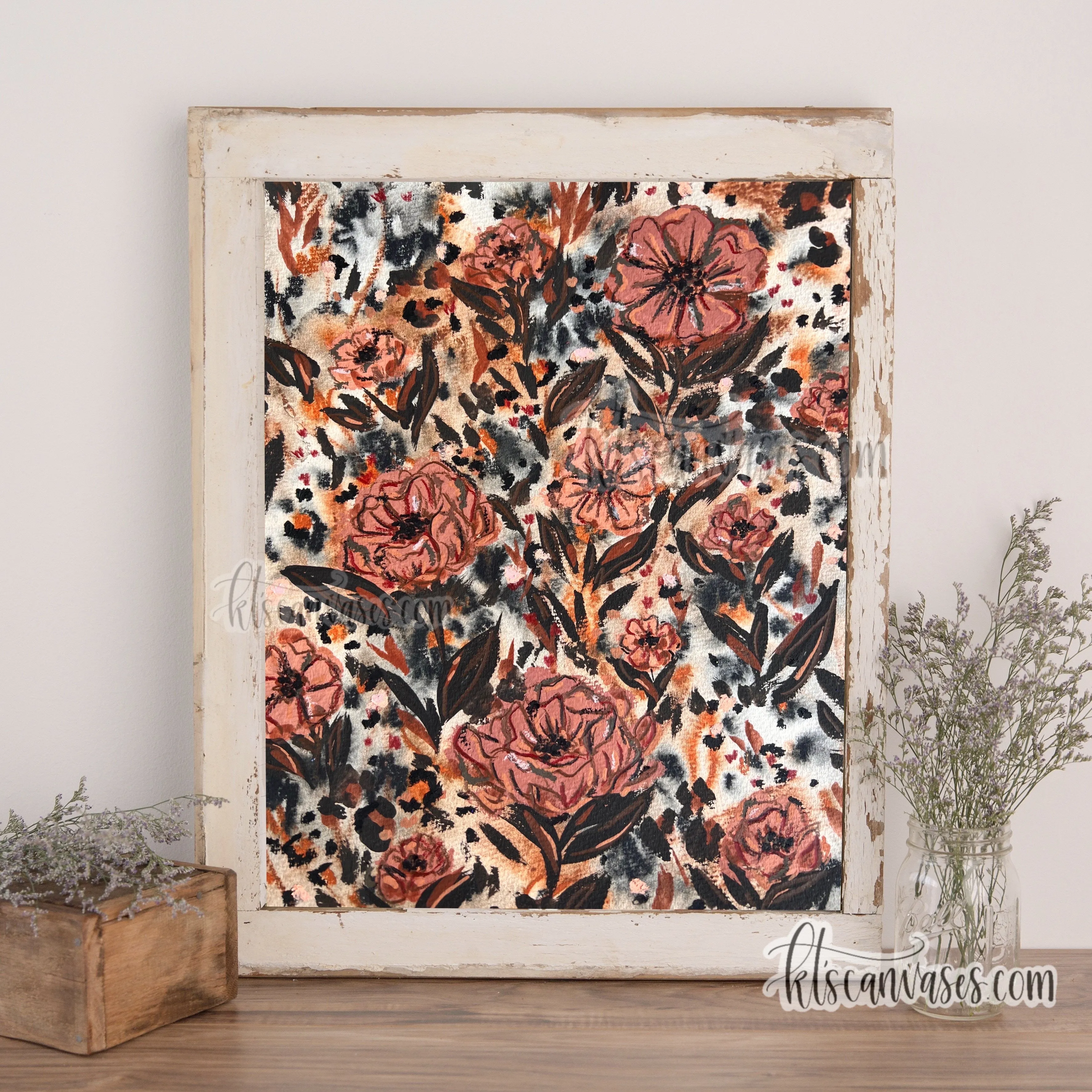 Abstract Cheetah Florals No. 8 Art Print