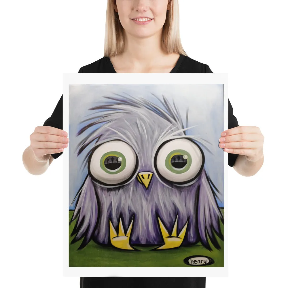 Baby Owl Giclee Art Print Poster from Seattle Artist Henry