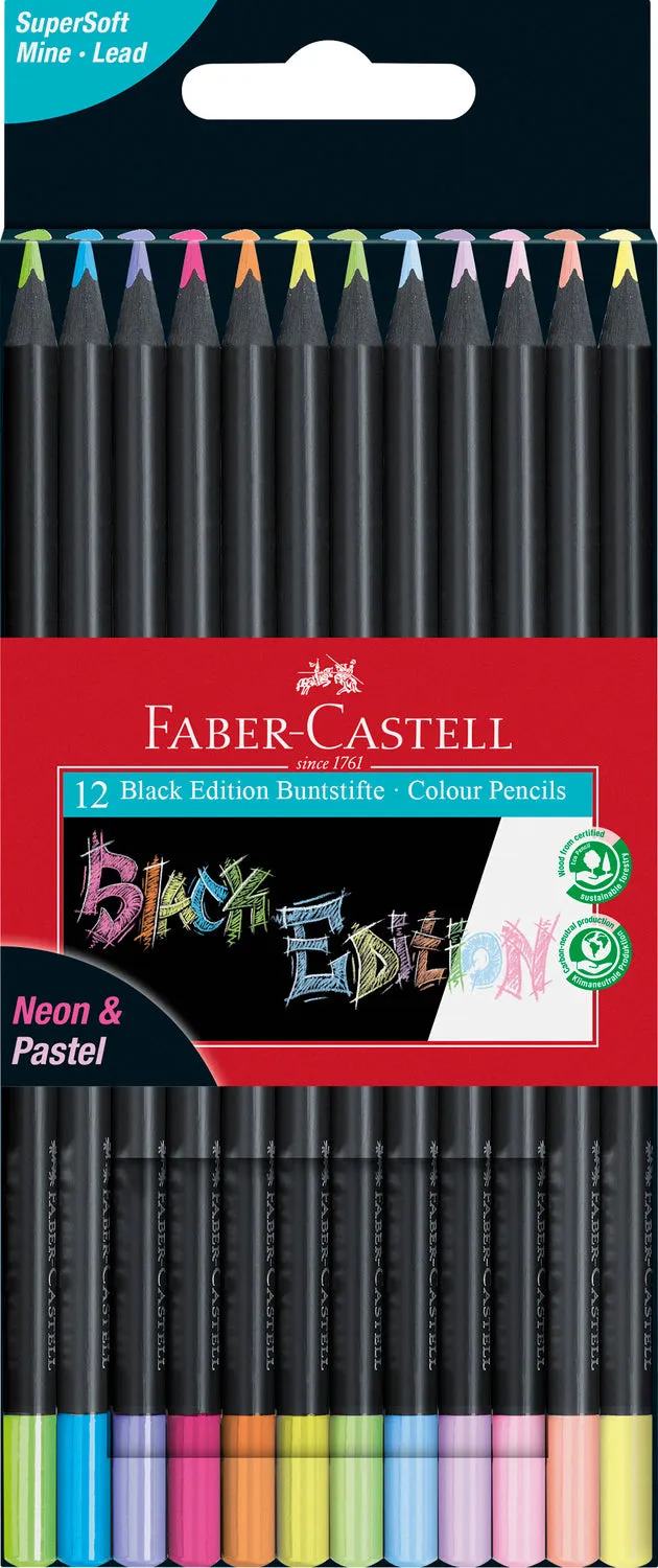 Black Edition Colored Pencils, Neon & Pastel - Box of 12
