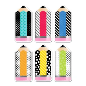 Bold & Bright Striped & Spotted Pencils 10in Cut Outs