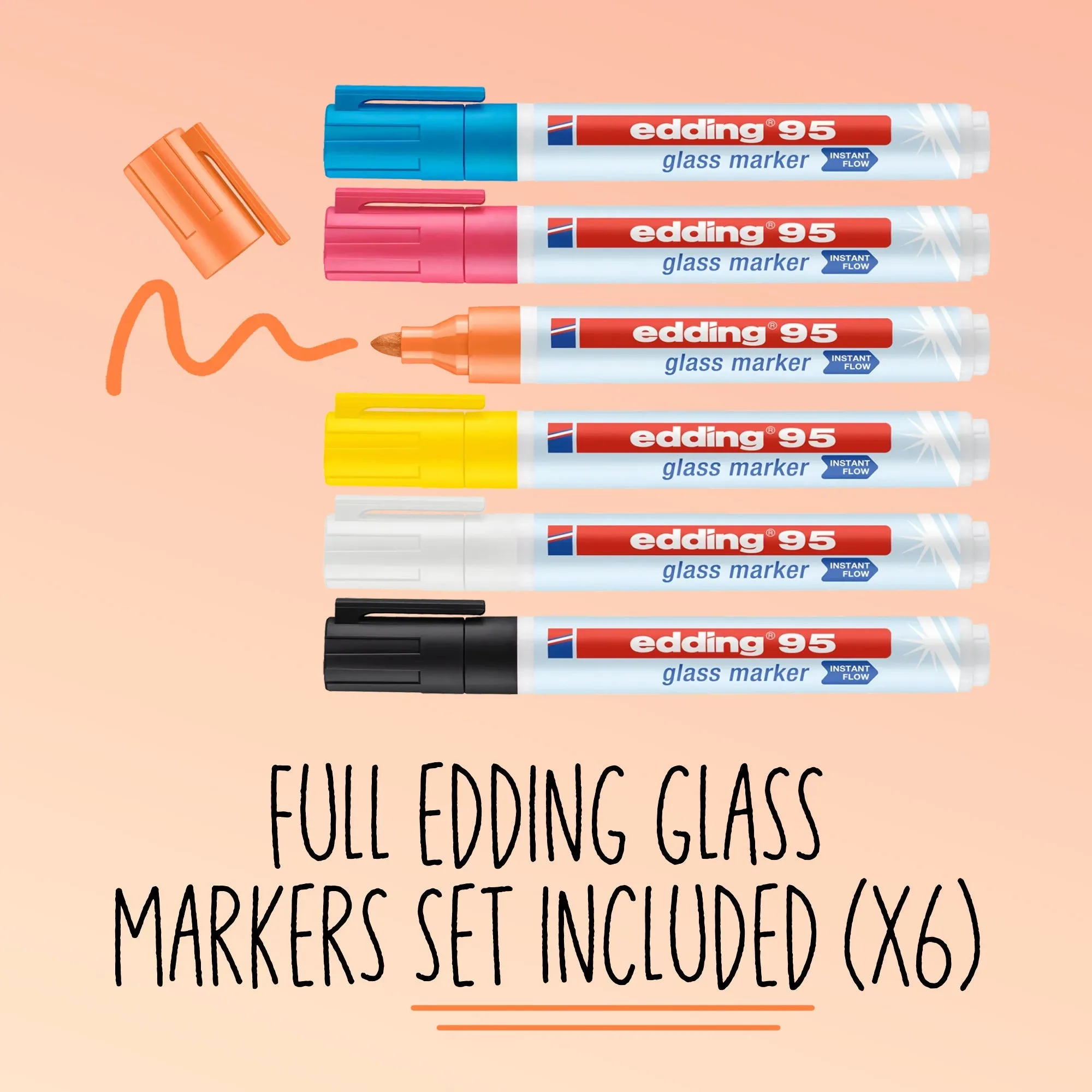 Custom Kids Room Creative Glass Board - 6x Edding Markers Set Included