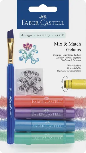 FABER-CASTELL Water soluble crayons Gelatos Metallic blister 1brush 1stamp