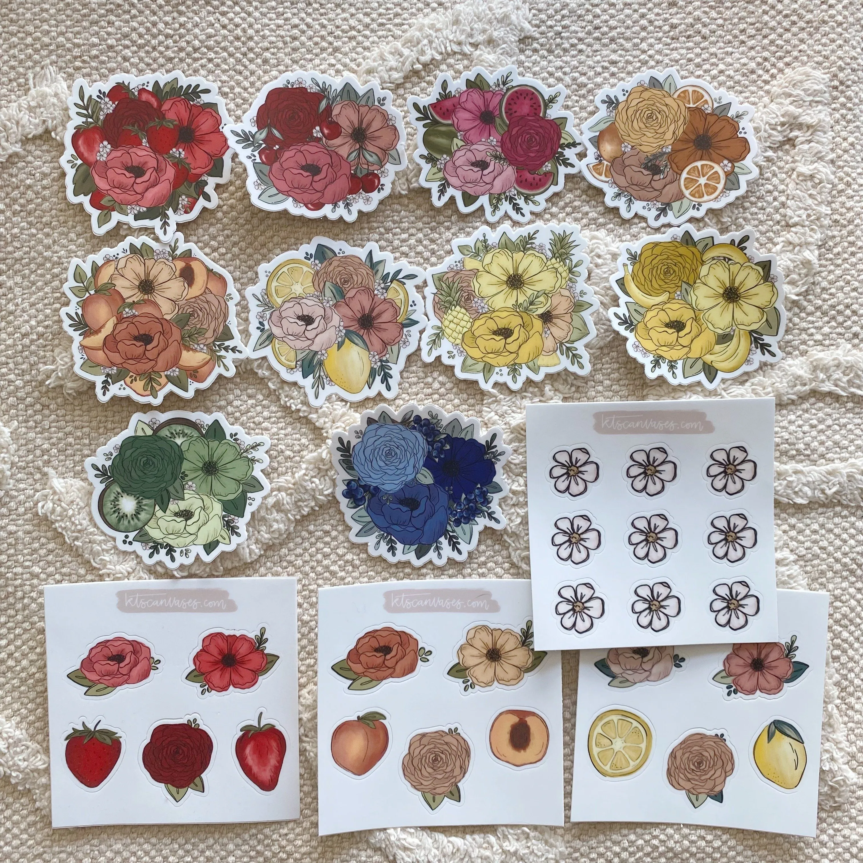 Fruit Floral Sticker Pack of 14