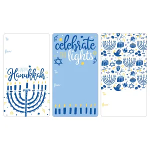 Hanukkah Gift Tag Stickers: Whimsical Menorah Hanukkah - 75 Stickers