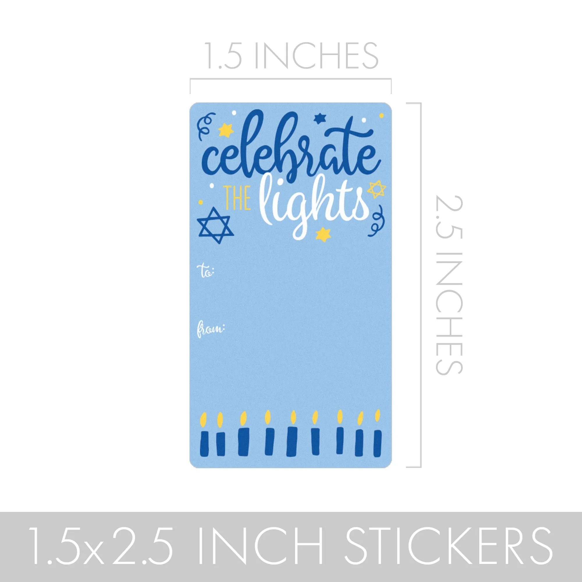 Hanukkah Gift Tag Stickers: Whimsical Menorah Hanukkah - 75 Stickers