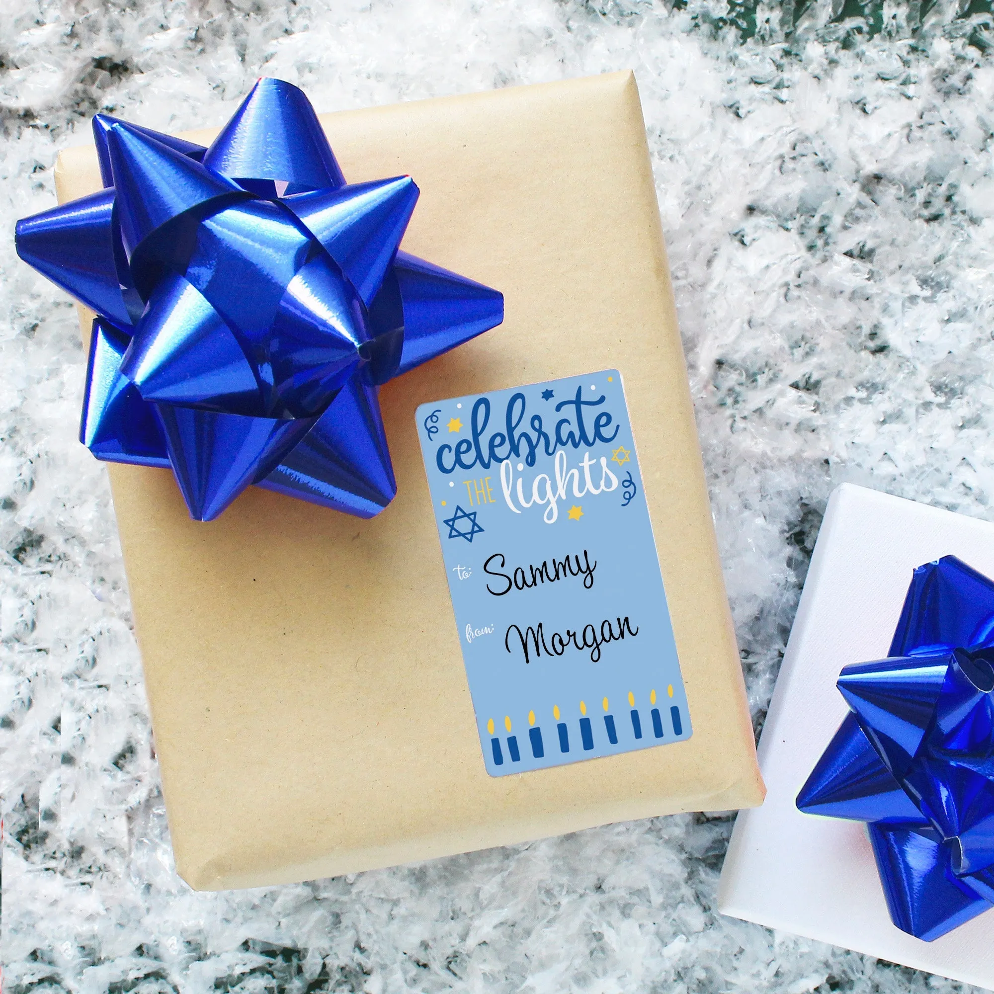 Hanukkah Gift Tag Stickers: Whimsical Menorah Hanukkah - 75 Stickers