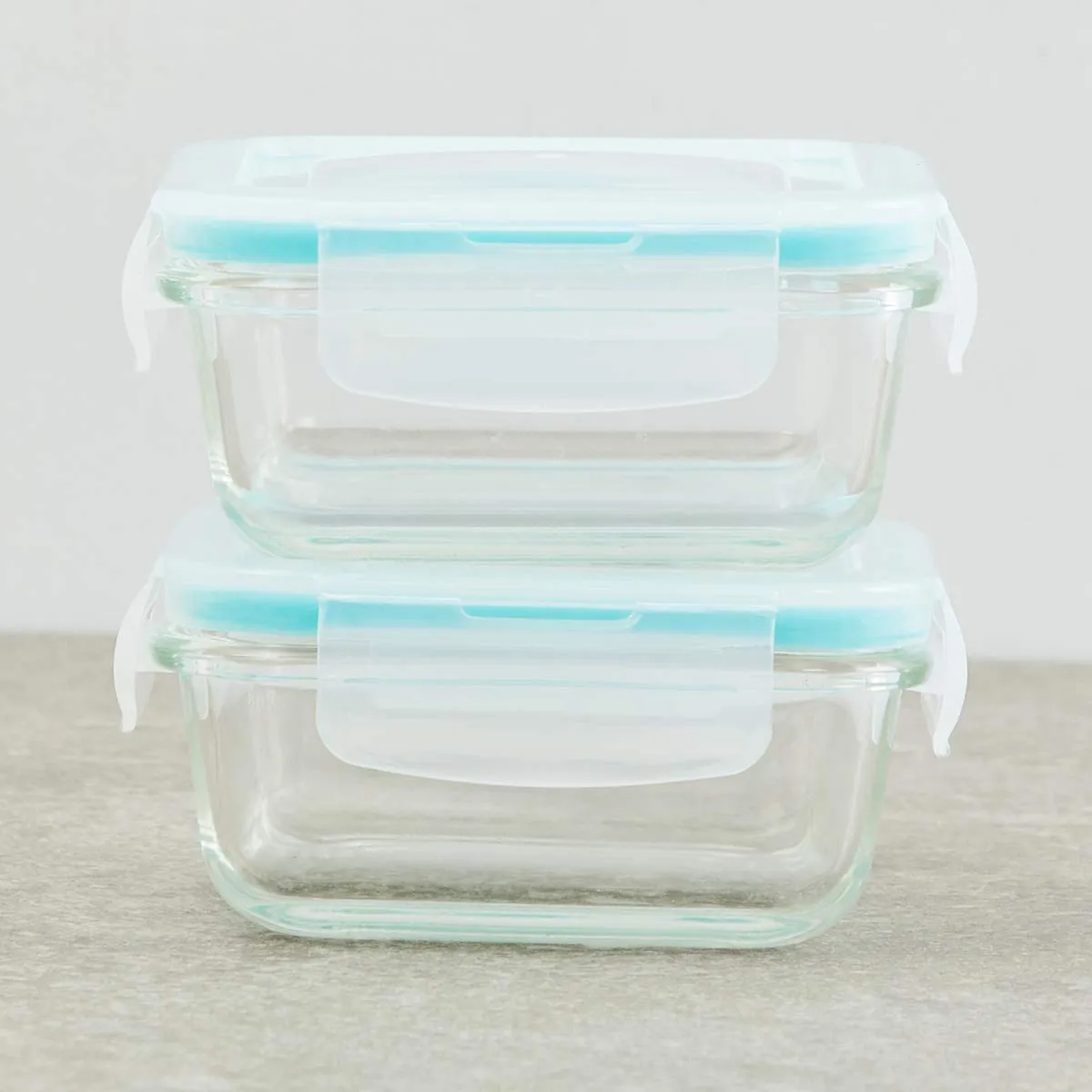 Home Centre Korobka-Brooklyn Solid Multicolour Glass Lunch Boxes and Bag - 340ml