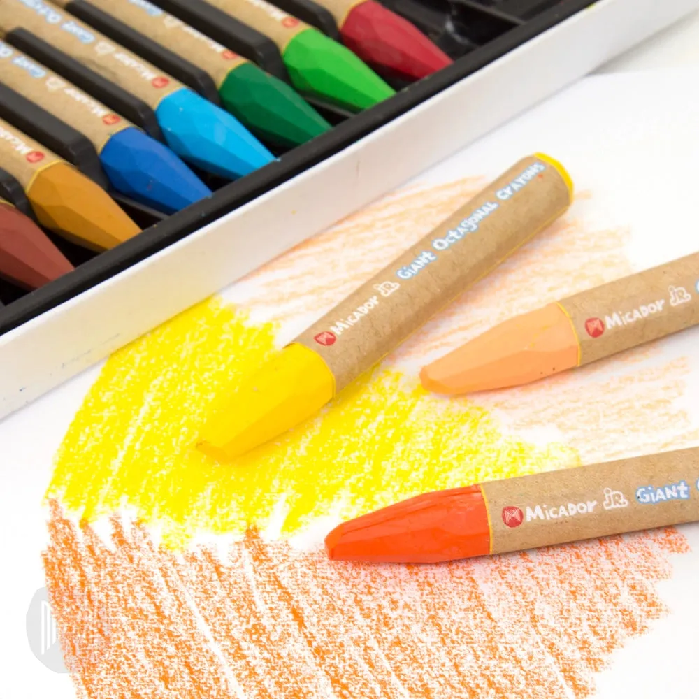 Micador jR. Giant Octagonal Wax Crayons Pack Of 12