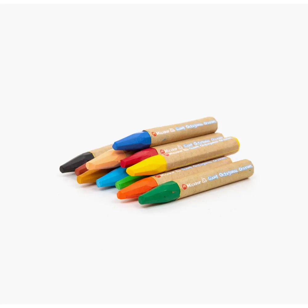 Micador jR. Giant Octagonal Wax Crayons Pack Of 12