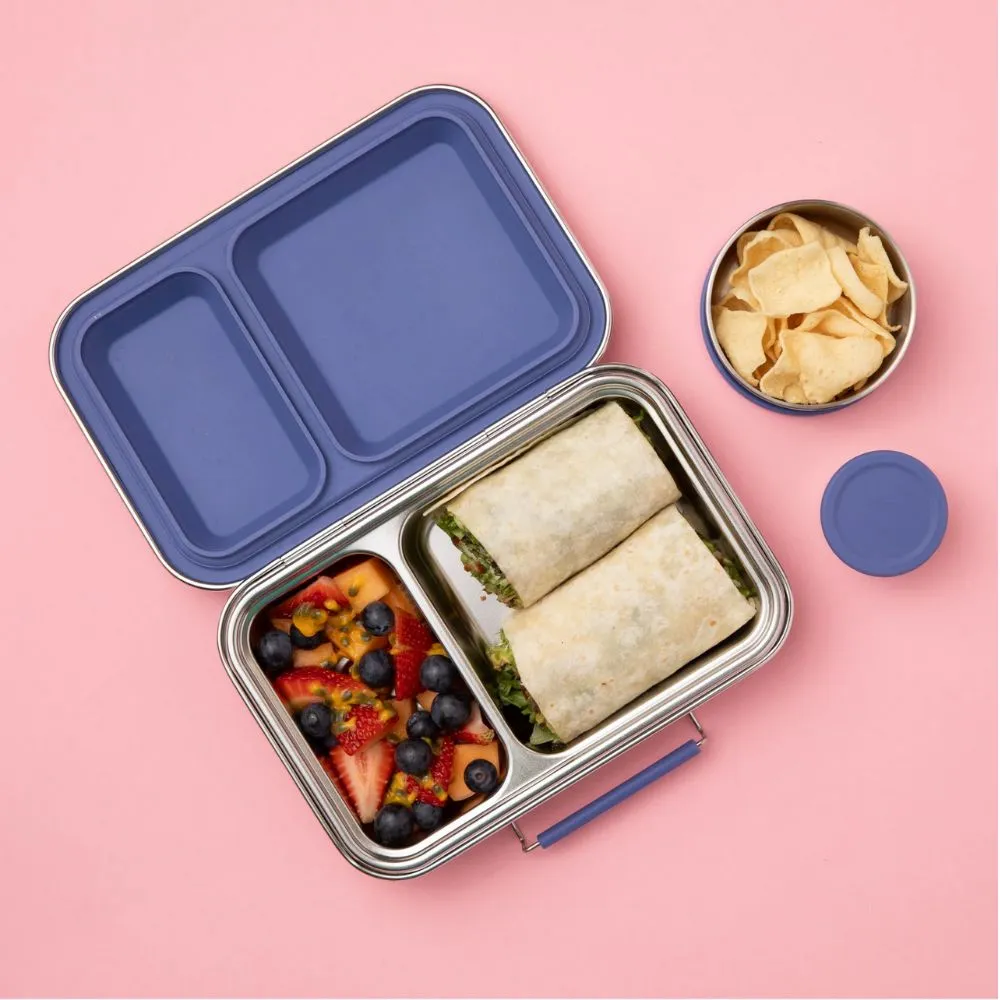 Nudie Rudie Lunch Box Stainless Steel TWIN Bento Box & Pots - Indigo