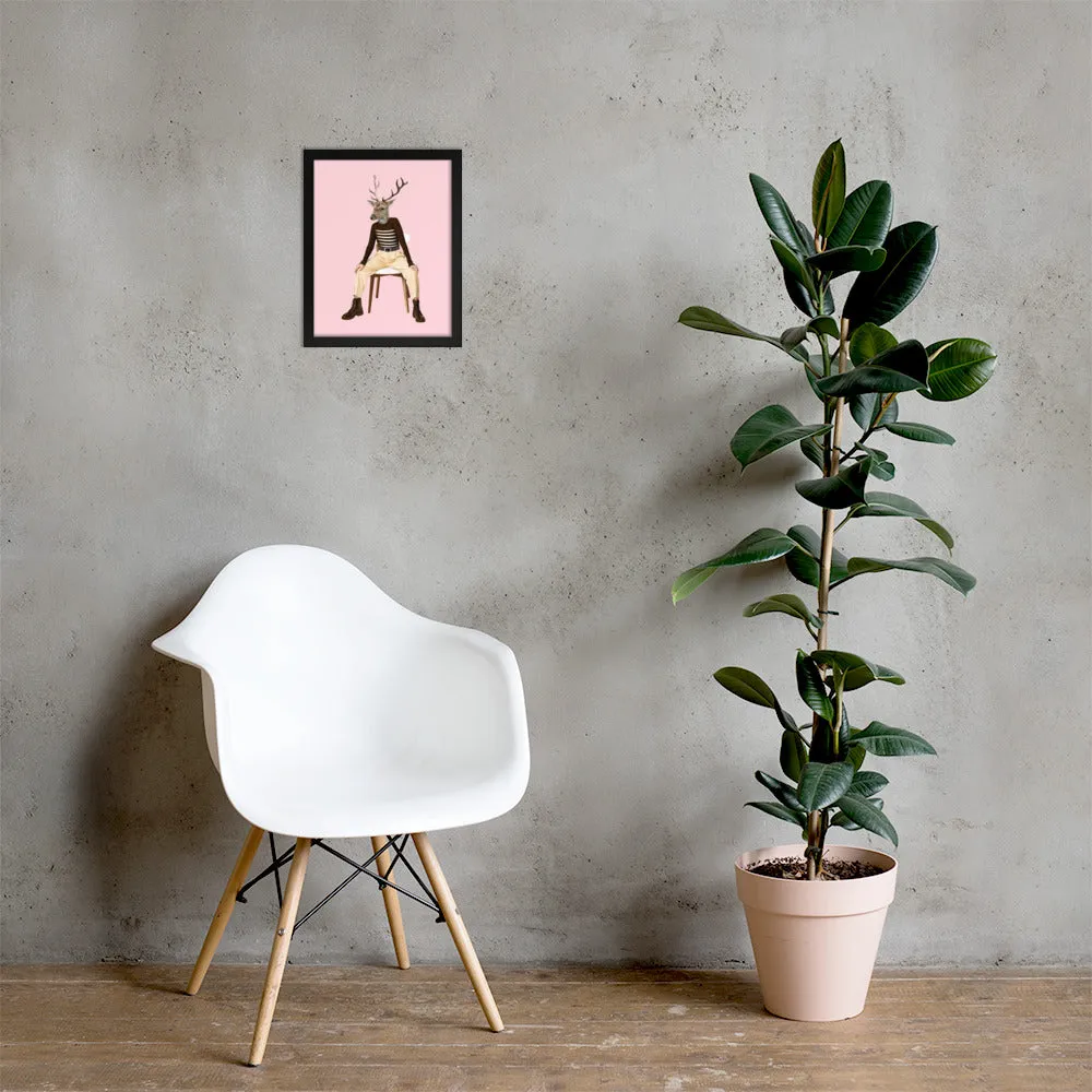 Oh Deer Collage Art Framed Poster