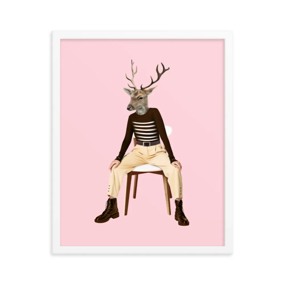 Oh Deer Collage Art Framed Poster