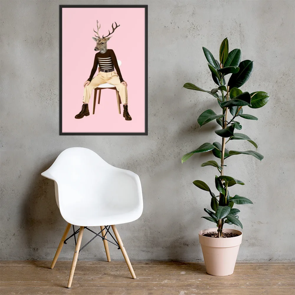 Oh Deer Collage Art Framed Poster
