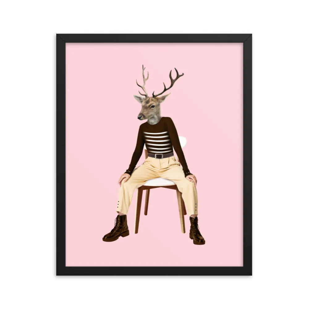 Oh Deer Collage Art Framed Poster