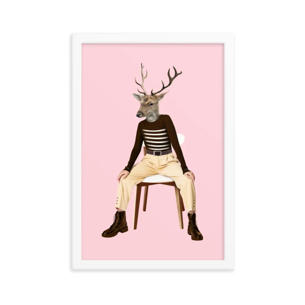 Oh Deer Collage Art Framed Poster