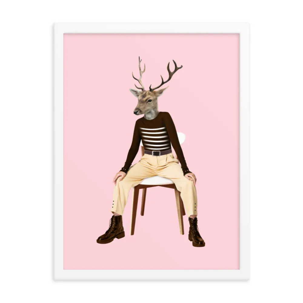 Oh Deer Collage Art Framed Poster