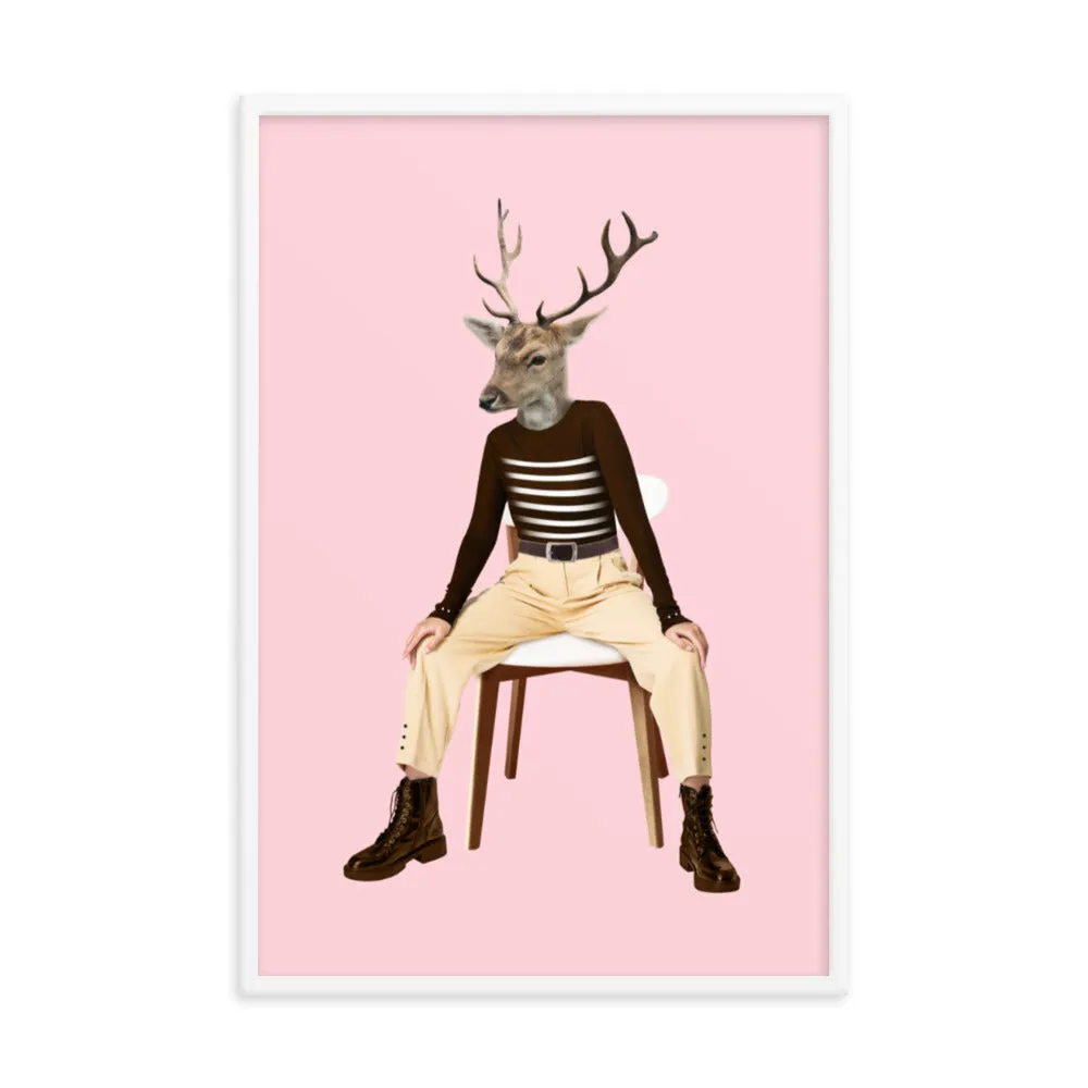 Oh Deer Collage Art Framed Poster