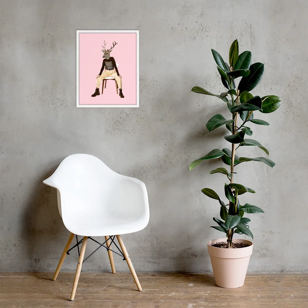 Oh Deer Collage Art Framed Poster