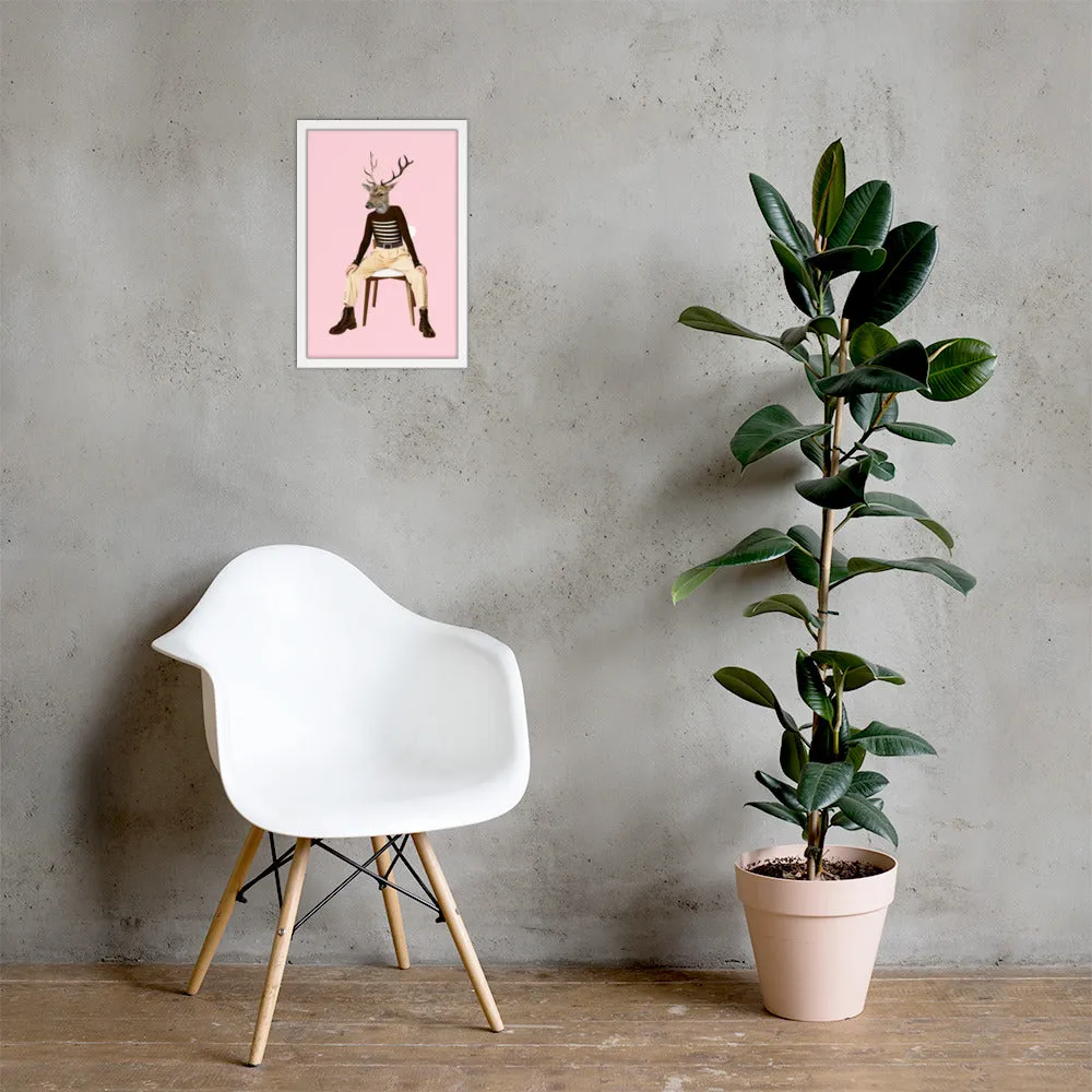 Oh Deer Collage Art Framed Poster