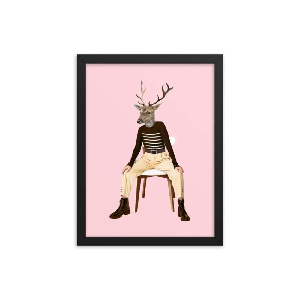 Oh Deer Collage Art Framed Poster