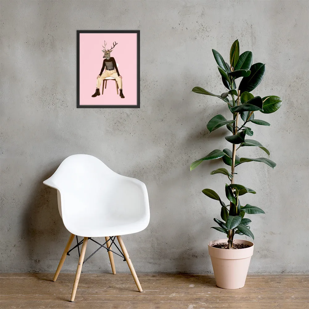 Oh Deer Collage Art Framed Poster