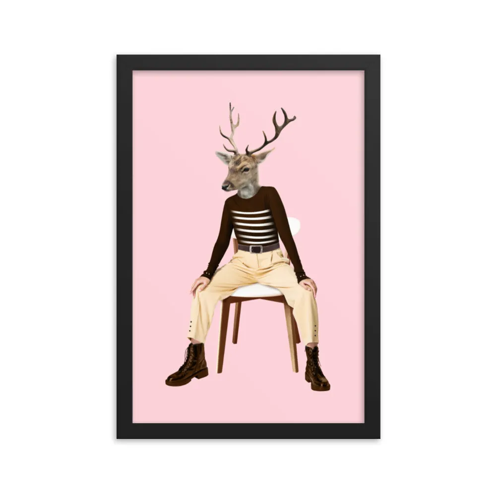 Oh Deer Collage Art Framed Poster