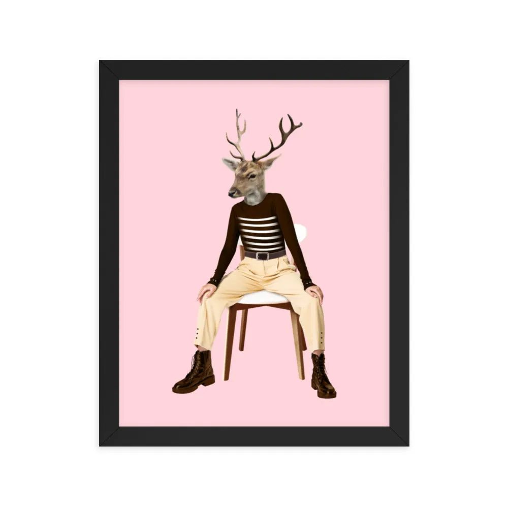 Oh Deer Collage Art Framed Poster