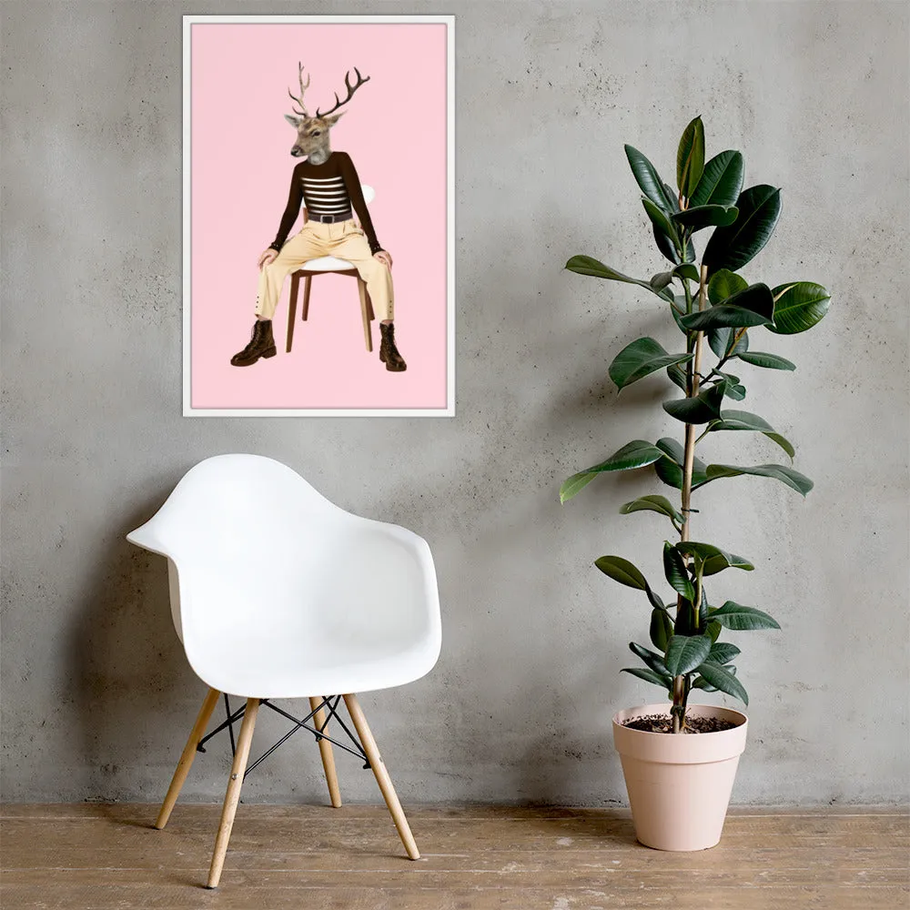 Oh Deer Collage Art Framed Poster
