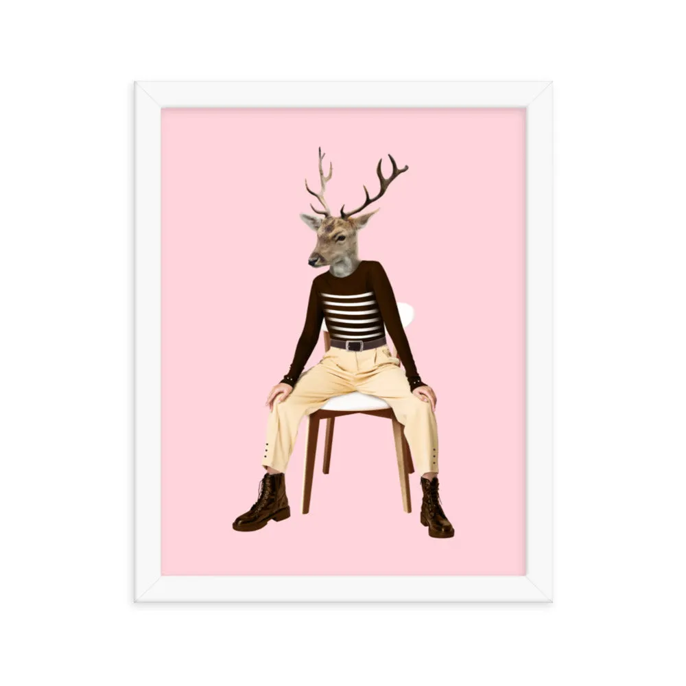 Oh Deer Collage Art Framed Poster