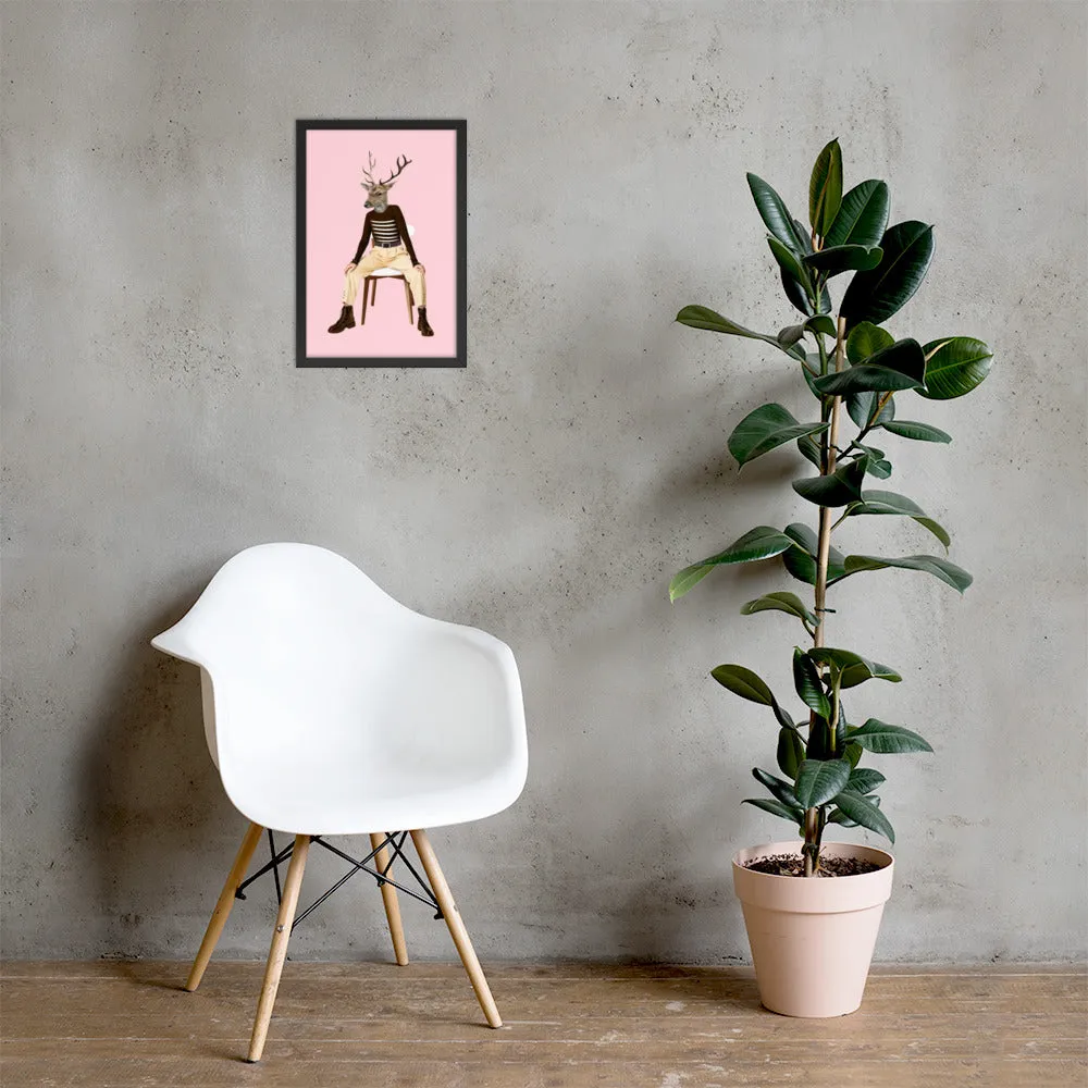 Oh Deer Collage Art Framed Poster