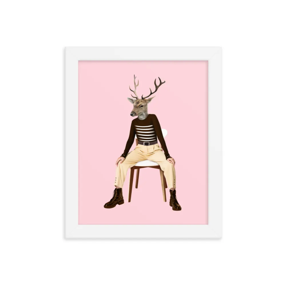 Oh Deer Collage Art Framed Poster