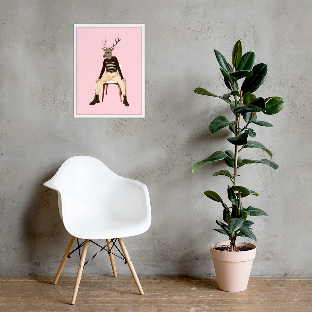 Oh Deer Collage Art Framed Poster
