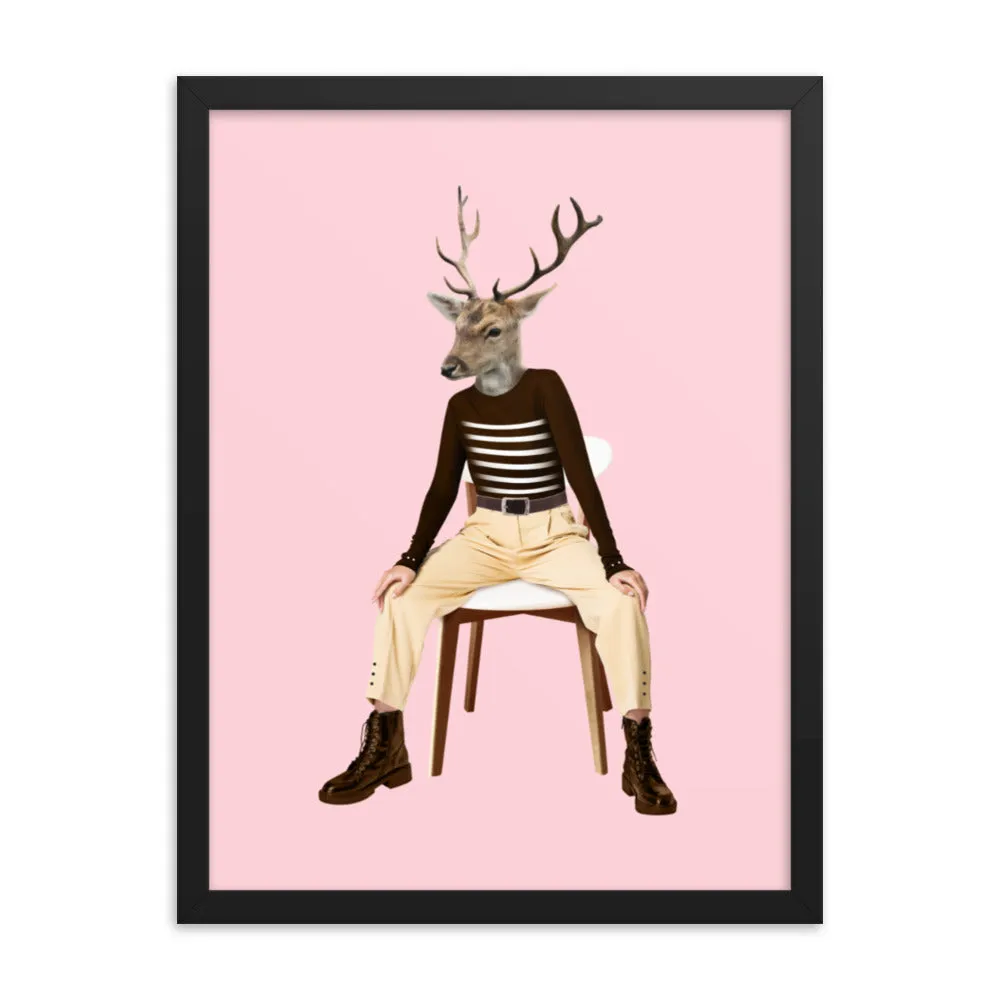 Oh Deer Collage Art Framed Poster