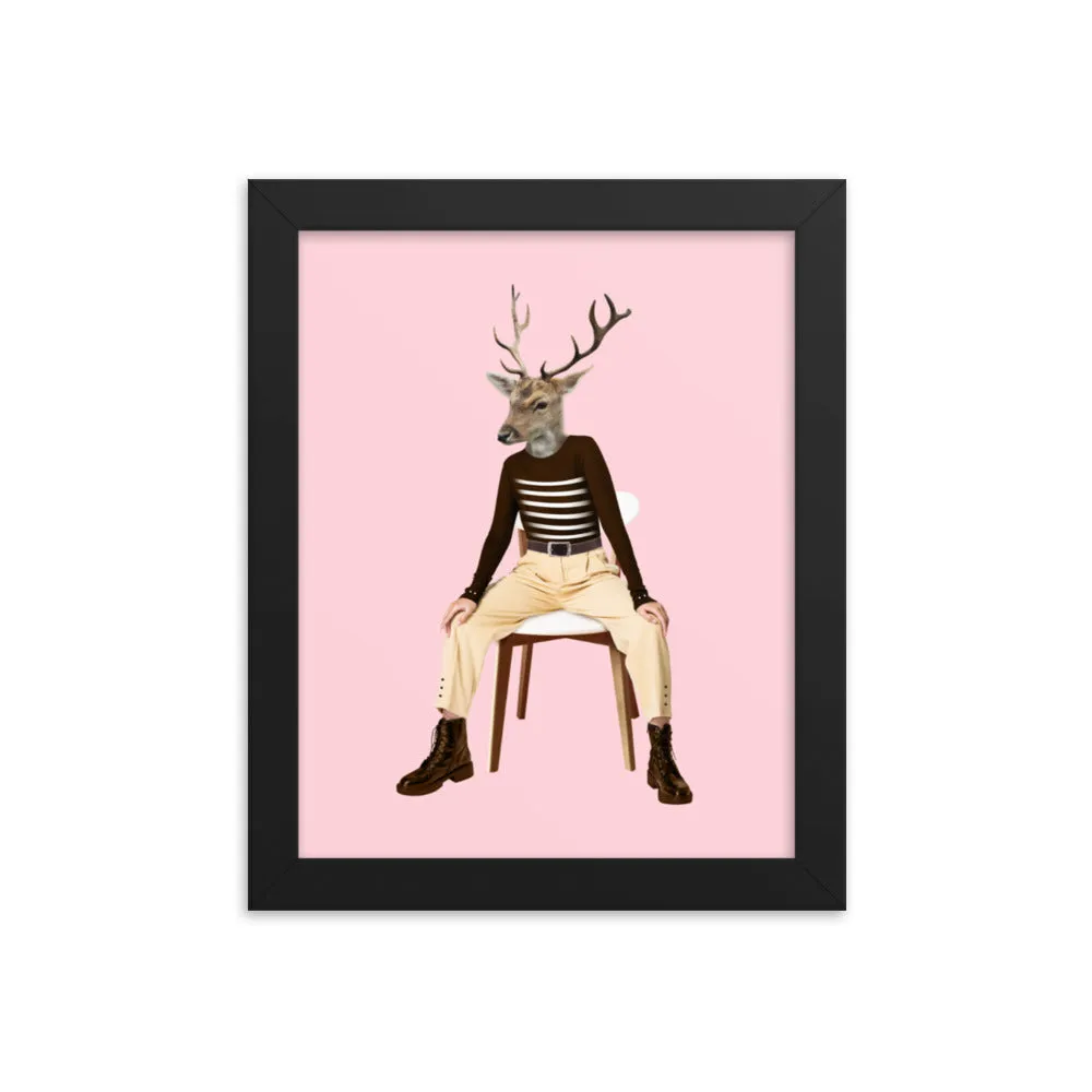 Oh Deer Collage Art Framed Poster