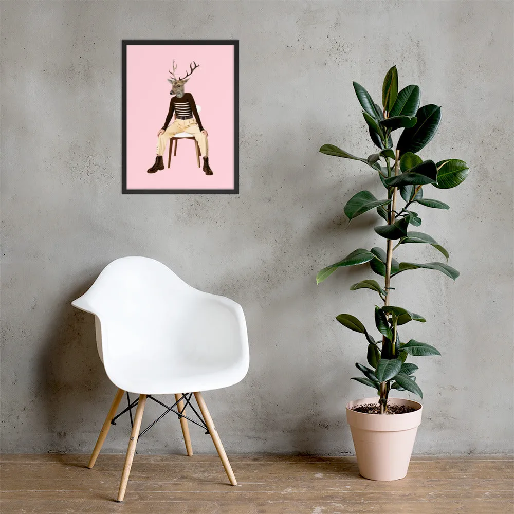 Oh Deer Collage Art Framed Poster
