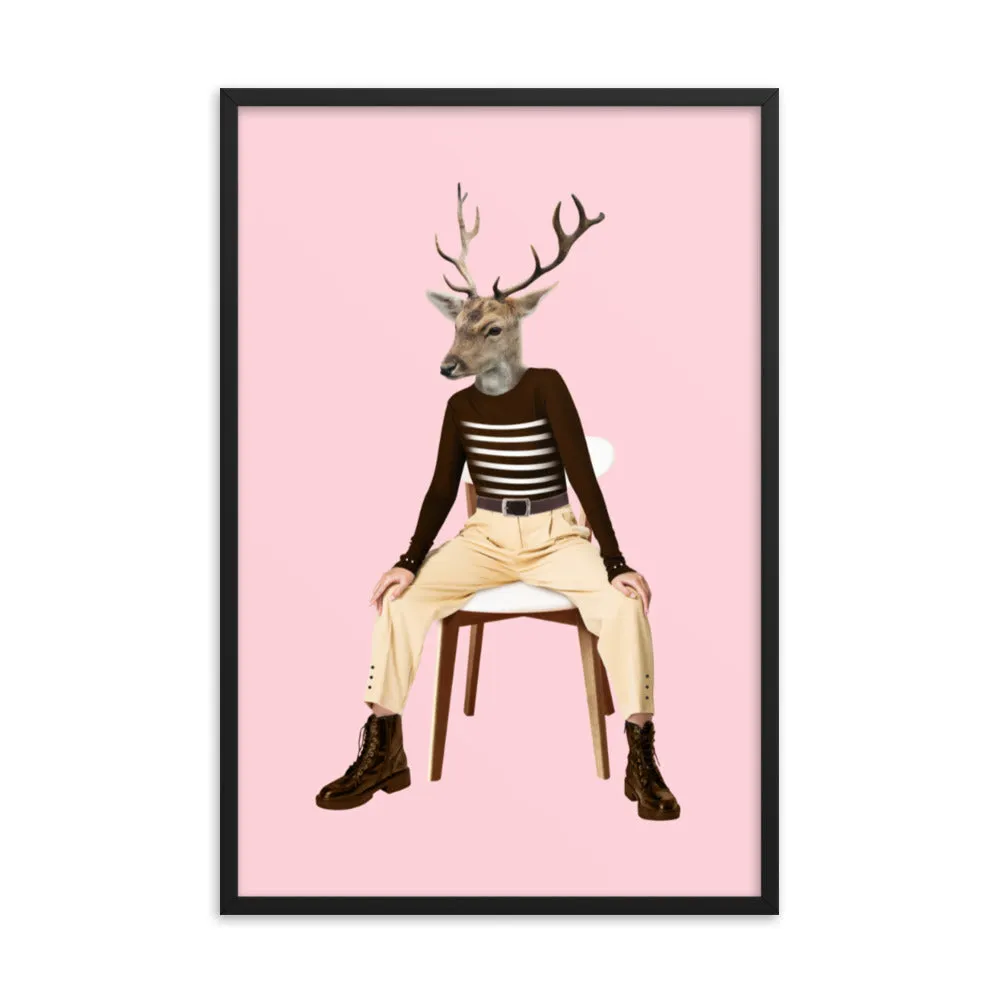 Oh Deer Collage Art Framed Poster