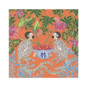 Paper Napkin Orange Monkeys Lunch