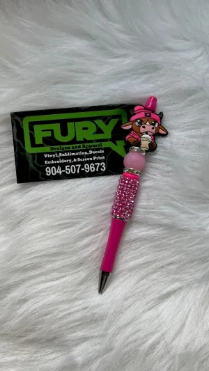 PINK BOUJIE COFFEE COW JEWELED INK PEN