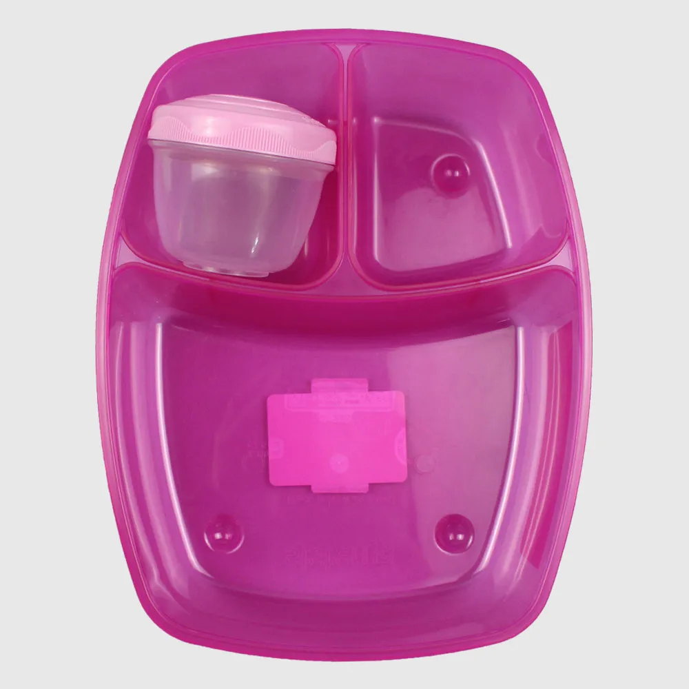 PINK SISTEMA 2L TRIPLE SPLIT WITH YOGURT POT FOOD STORAGE