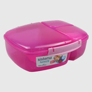 PINK SISTEMA 2L TRIPLE SPLIT WITH YOGURT POT FOOD STORAGE