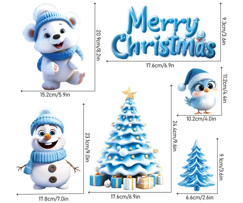 Poppy Crafts Window Stickers #4 - Christmas Collection - Blue Christmas