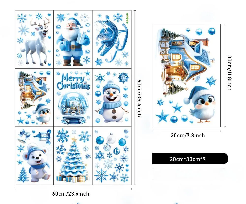Poppy Crafts Window Stickers #4 - Christmas Collection - Blue Christmas
