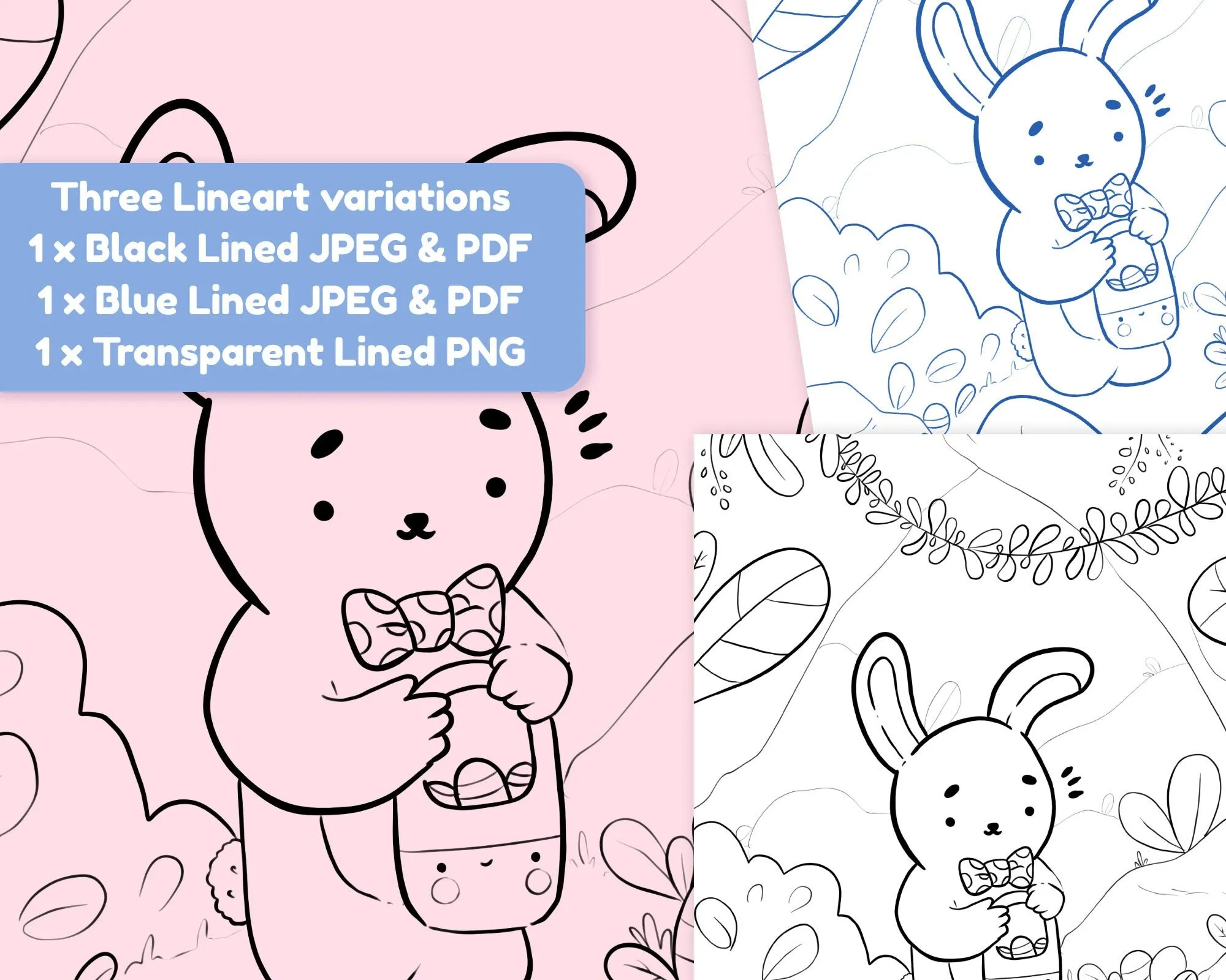 Printable Easter Bunny Colouring Page - Digital Download, Easter Themed Colouring Sheet, Katnipp Art