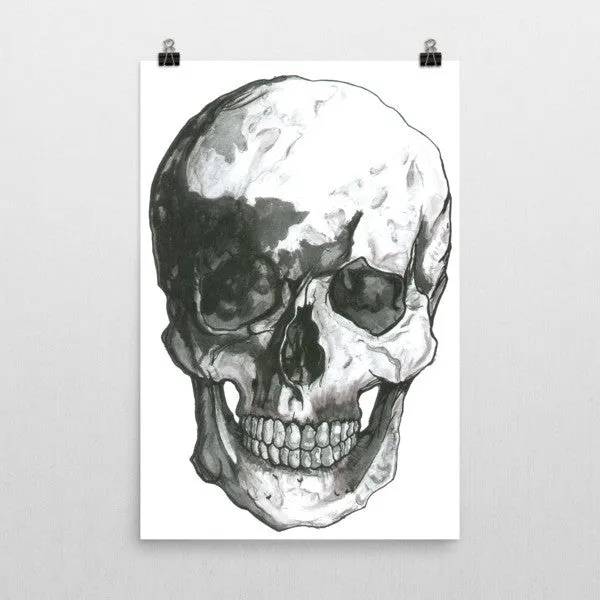 Skull Black Ink Poster